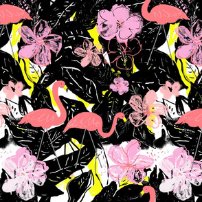 flamingo & tropical floral