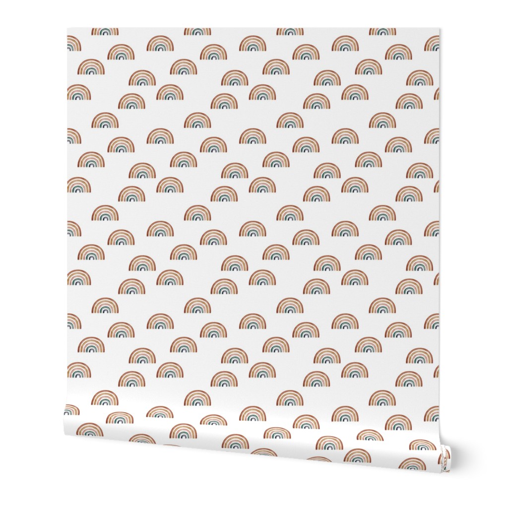 Scattered Rainbows || Earth toned watercolour rainbows || Rainbow Baby kids bedding