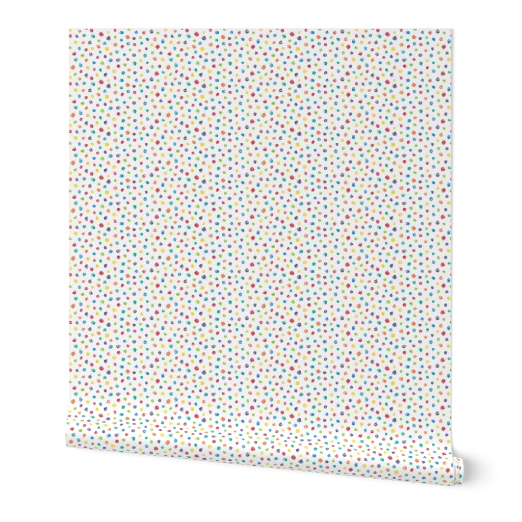 crayon polkadots in rainbow colors