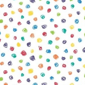 crayon polkadots in rainbow colors