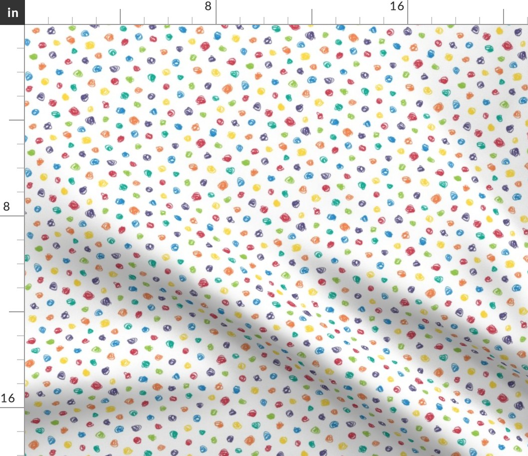 crayon polkadots in rainbow colors