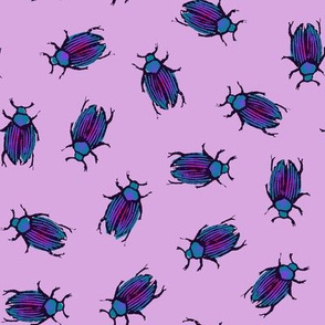 iridescent beetles on lavender