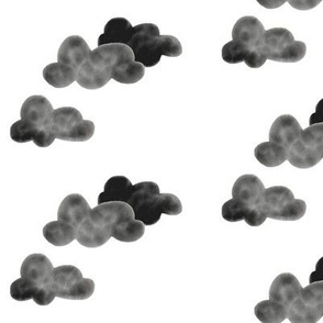 Watercolor clouds - monochrome back and white clouds || by sunny afternoon
