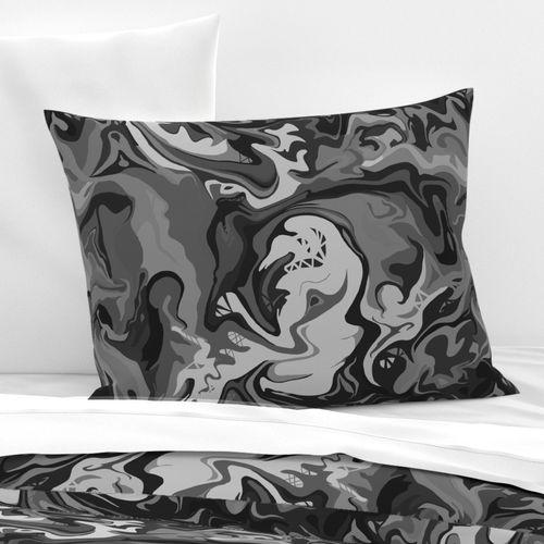 BN1 -  LG - Abstract Marbled Mystery in Monochromatic Grey