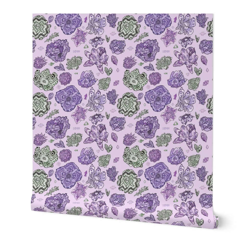 Tribal Patterned Flowers Blue and Purple