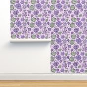 Tribal Patterned Flowers Blue and Purple