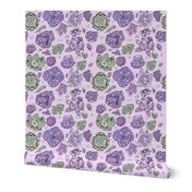 Tribal Patterned Flowers Blue and Purple