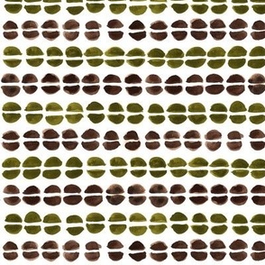Little Beans Stripe in Chocolate Brown and Olive Green
