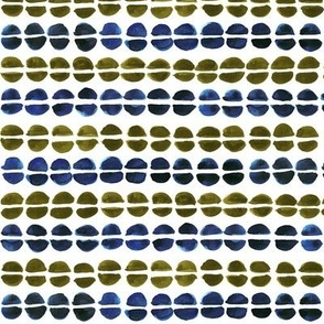 Little Beans Stripe in Indigo Blue and Olive Green