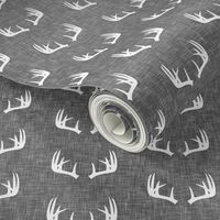 antlers on grey linen (small scale)