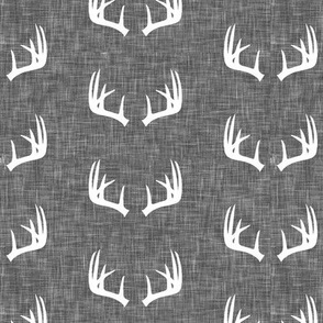 antlers on grey linen (small scale)