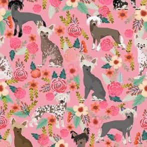 chinese crested dog cute pink florals flowers dog fabric girly sweet hairless dogs