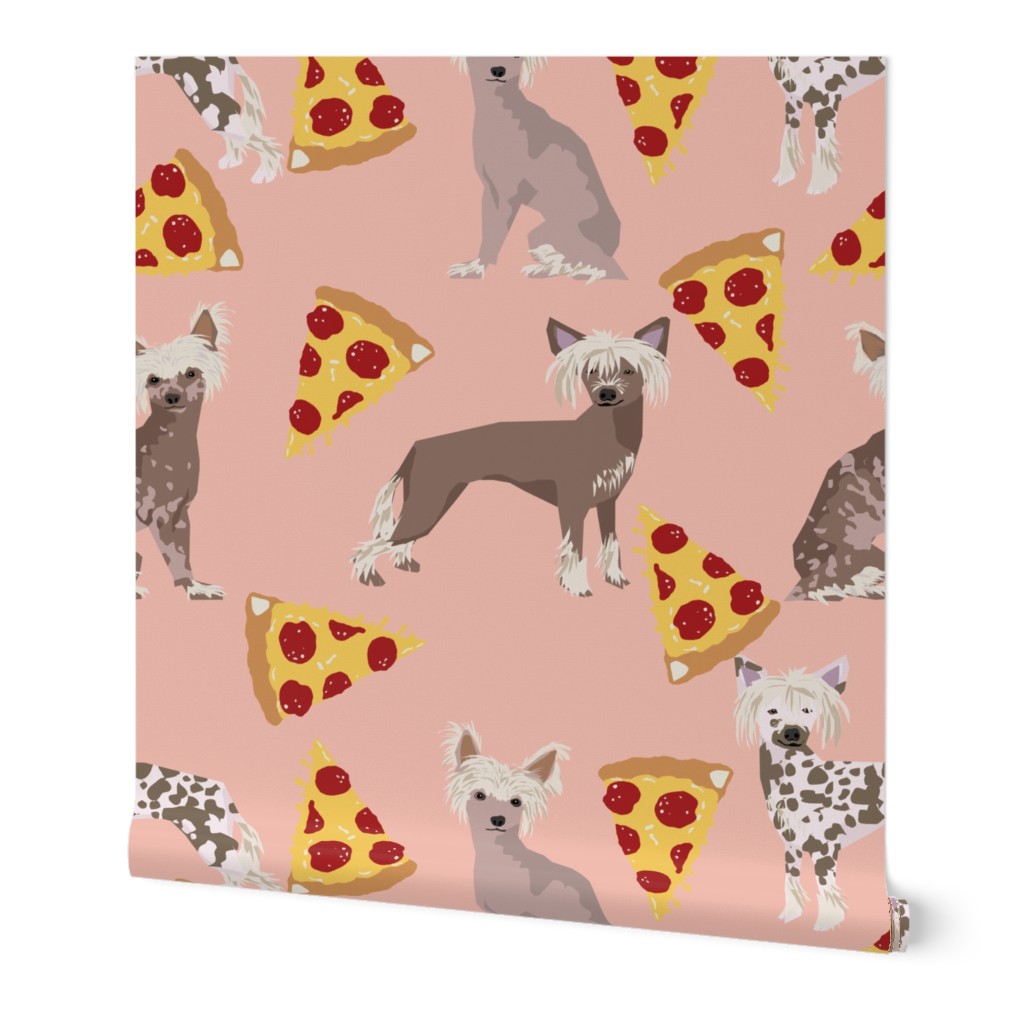 chinese crested dog pizza funny cute pink dog dogs sweet hairless dog fabric