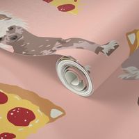 chinese crested dog pizza funny cute pink dog dogs sweet hairless dog fabric