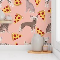 chinese crested dog pizza funny cute pink dog dogs sweet hairless dog fabric
