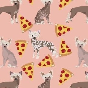 chinese crested dog pizza funny cute pink dog dogs sweet hairless dog fabric