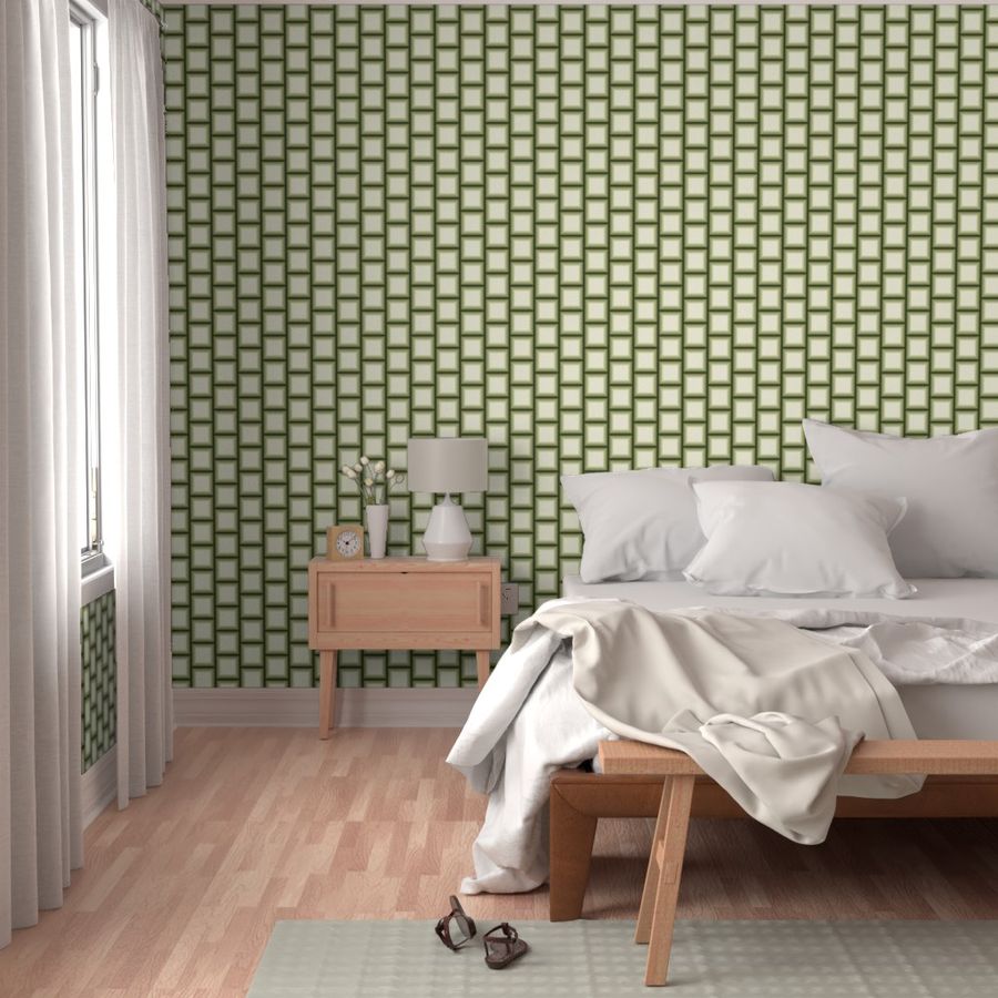 16-19C Olive Green Ombre Bricks || Forest Cream Off White Geometric Squares || Graphic Sage Green _Miss Chiff Designs