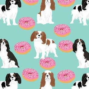 cavalier king charles spaniel dogs with donuts sweet pet dogs mint doughnuts food novelty dog print