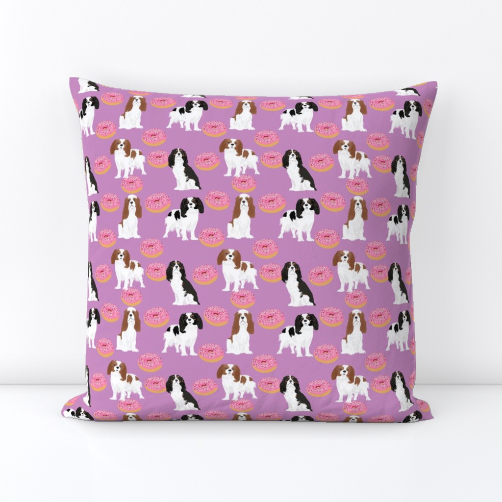 cavalier king charles spaniel dog dogs donuts purple cute pastel best dog fabric 