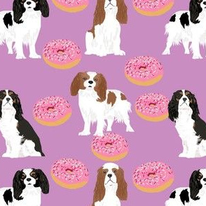 cavalier king charles spaniel dog dogs donuts purple cute pastel best dog fabric 