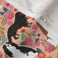 cavalier king charles spaniel dog florals flowers flower cute dog dogs pets vintage florals peach