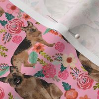 german shepherd florals pink vintage flowers dog cute dog breed fabric girls german shepherd design