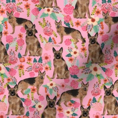 german shepherd florals pink vintage flowers dog cute dog breed fabric girls german shepherd design