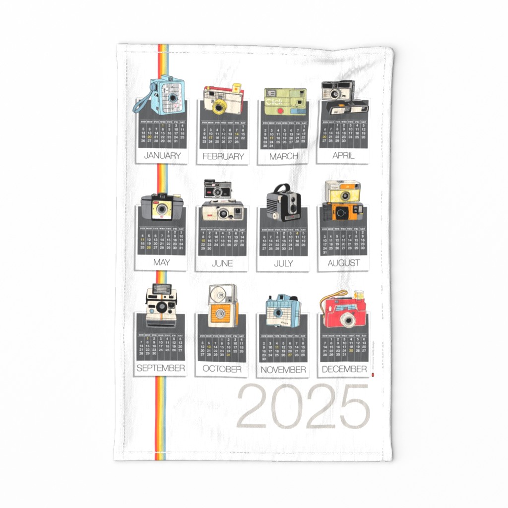 2024 Make It Snappy! Tea Towel Calendar & Wall Hanging || hand-drawn vintage cameras