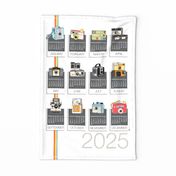 2024 Make It Snappy! Tea Towel Calendar & Wall Hanging || hand-drawn vintage cameras