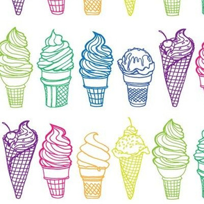 Rainbow of Ice Cream Cones (larger print variation)