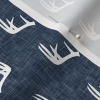 antlers on navy linen (small scale)