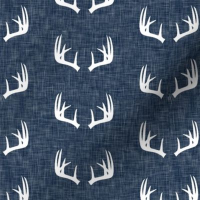 antlers on navy linen (small scale)