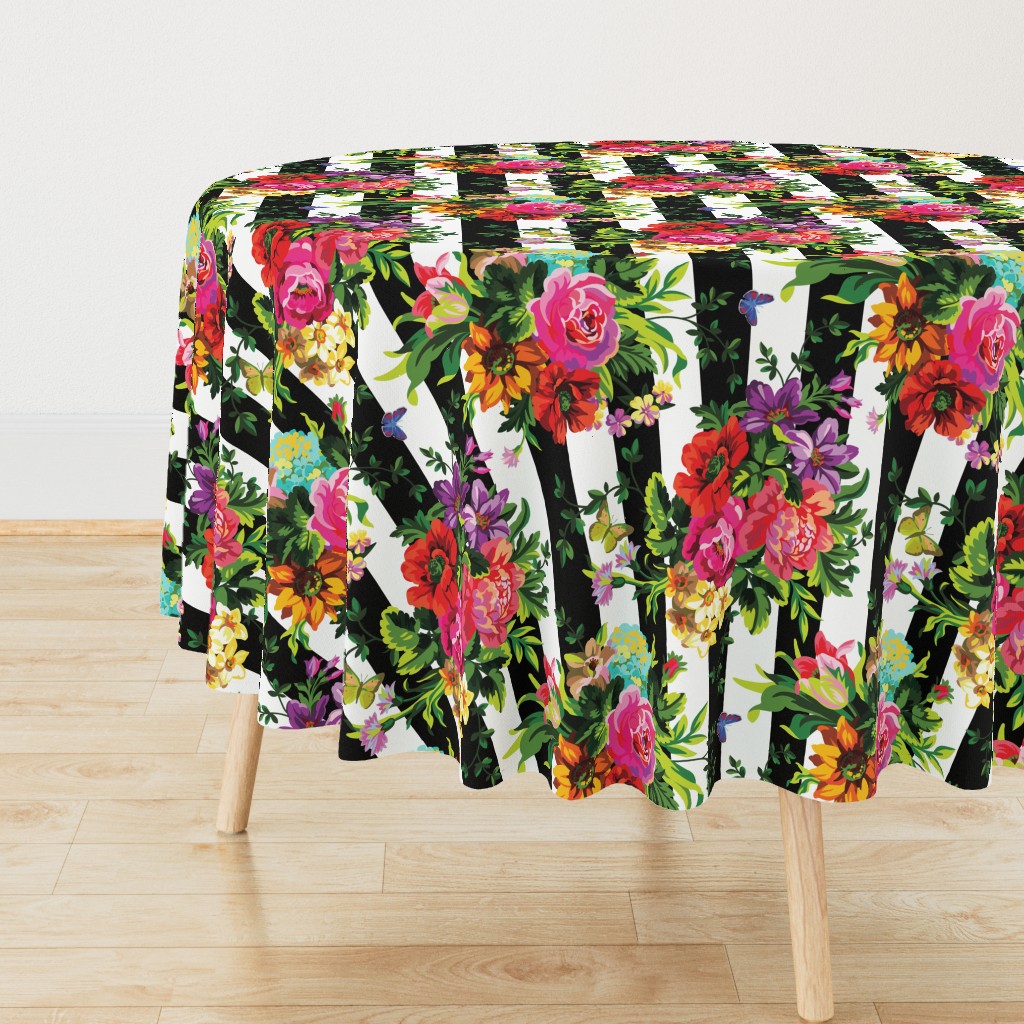 18" Floral Pop Stripes - Large Print Sideways / 90 degrees
