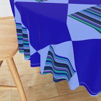 BN8  - Large  Cheater Quilt in Blue - Variegated Stripes - Square within a Square