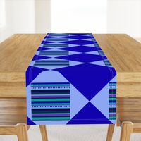 BN8  - Large  Cheater Quilt in Blue - Variegated Stripes - Square within a Square