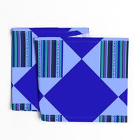 BN8  - Large  Cheater Quilt in Blue - Variegated Stripes - Square within a Square