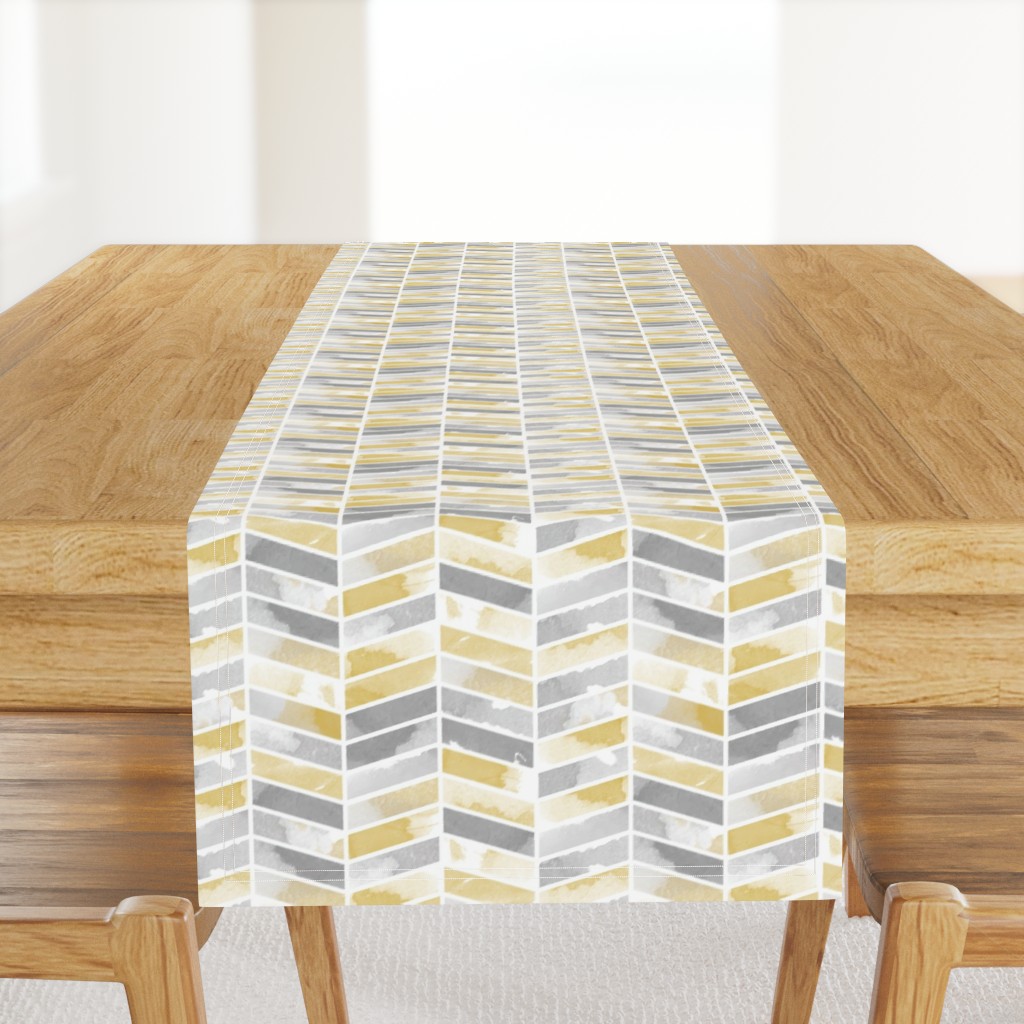 Herringbone grey and yellow