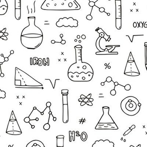 Cool back to school science physics and math class student illustration black and white