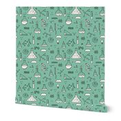 Cool back to school science physics and math class student illustration laboratorium black and white mint