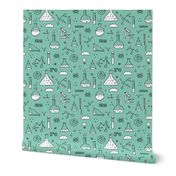 Cool back to school science physics and math class student illustration laboratorium black and white mint