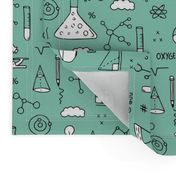 Cool back to school science physics and math class student illustration laboratorium black and white mint