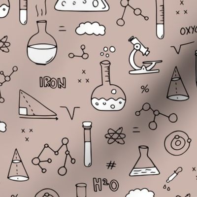 Cool back to school science physics and math class student illustration laboratorium black and white beige