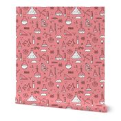 Cool back to school science physics and math class student illustration laboratorium black and white pink