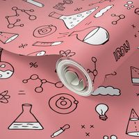 Cool back to school science physics and math class student illustration laboratorium black and white pink