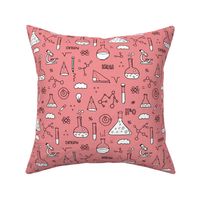 Cool back to school science physics and math class student illustration laboratorium black and white pink