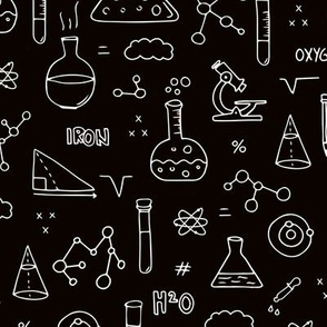 Cool back to school science physics and math class student illustration laboratorium black and white