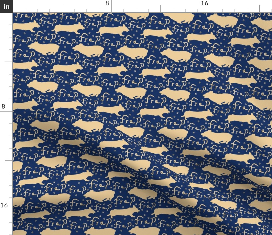 Pembroke Welsh Corgi frap - small navy and cream