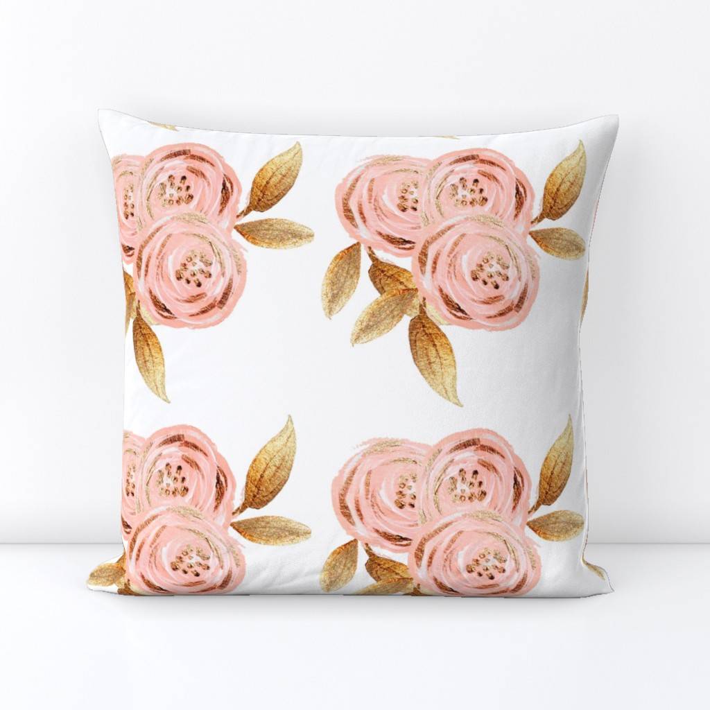 Glitz Gold & Blush Flower - - Gold Foiled - - Floral - - Pink