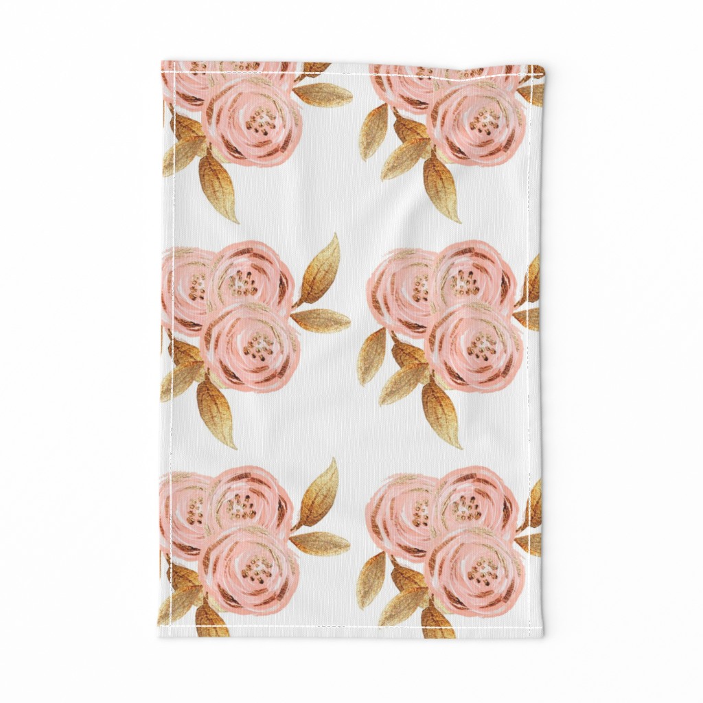 Glitz Gold & Blush Flower - - Gold Foiled - - Floral - - Pink