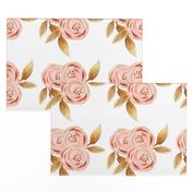 Glitz Gold & Blush Flower - - Gold Foiled - - Floral - - Pink